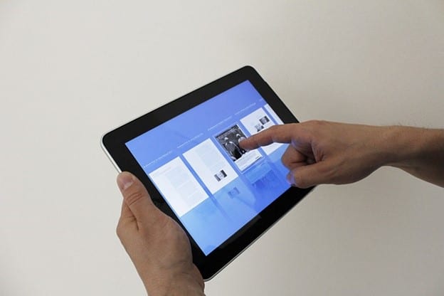 person using tablet